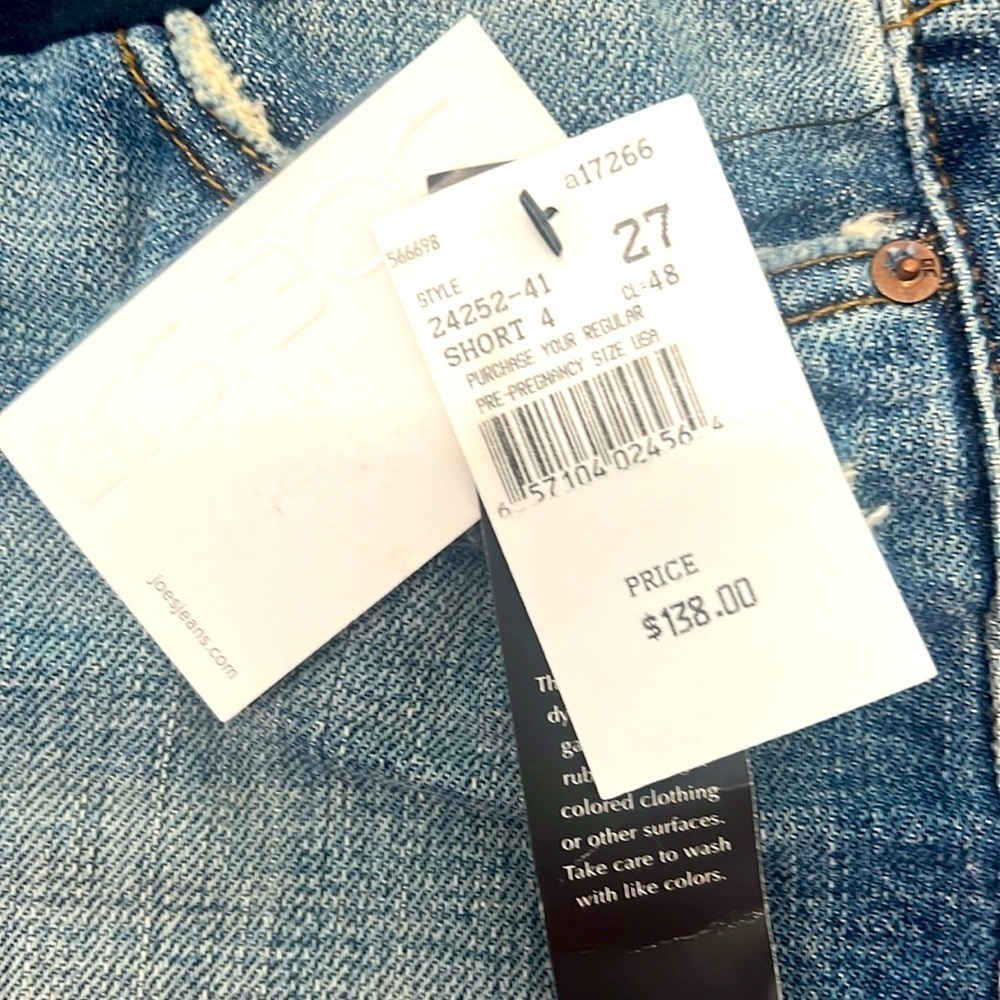 NWT-JOE’S maternity 👶🏻 High-Waisted Denim Shorts with NAVY Waistband - Picture 3 of 8